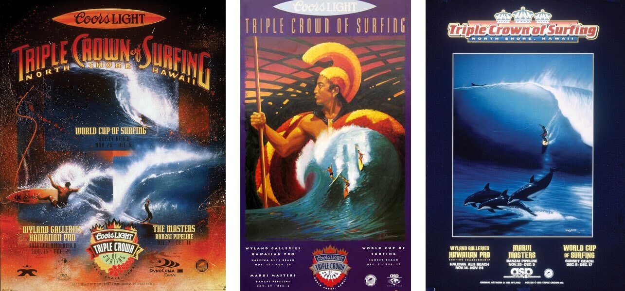 1993, 1992 & 1991 Triple Crown of Surfing posters