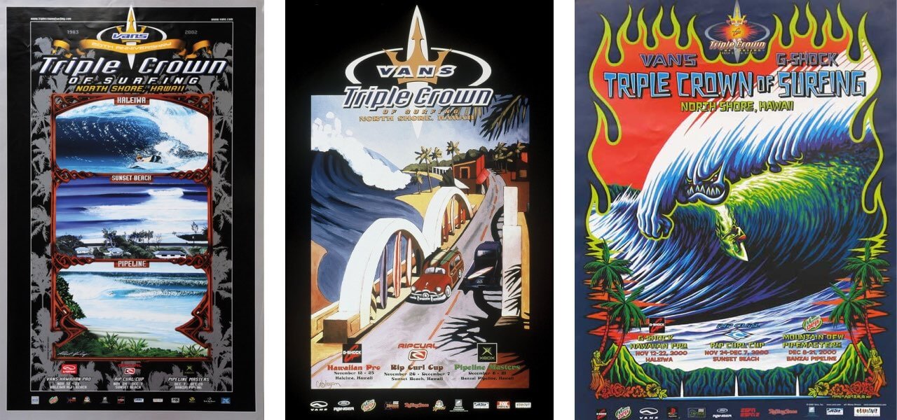 2002, 2001 & 2000 Triple Crown of Surfing posters