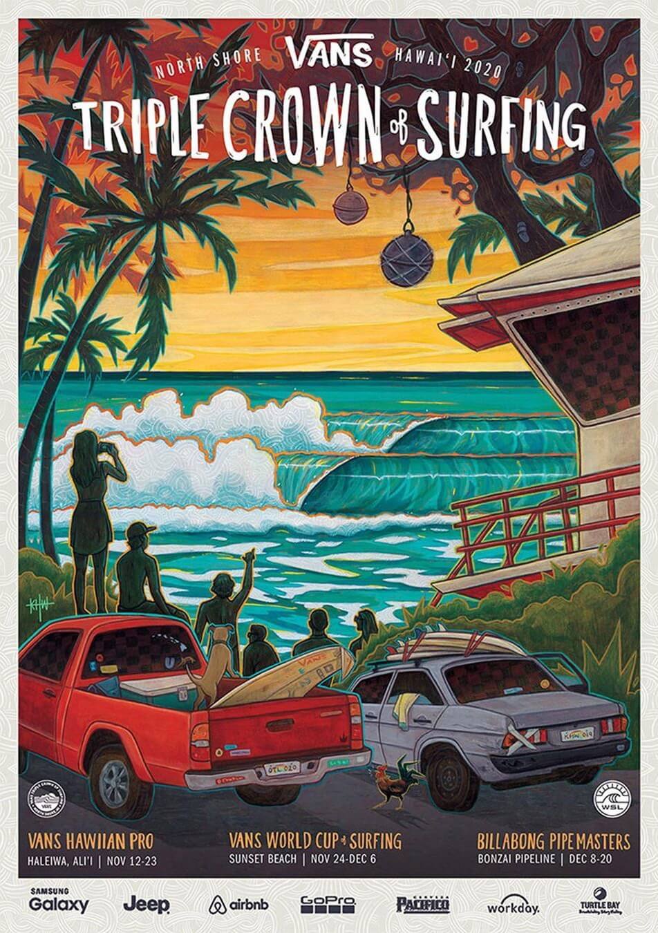 2020 Vans Triple Crown of Surfing poster by artist, Kate Wadsworth