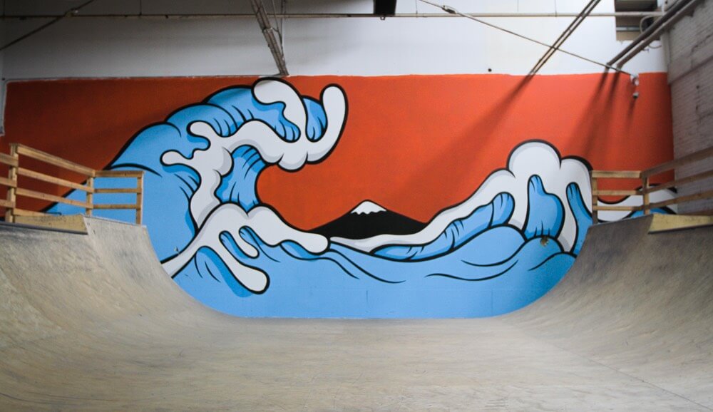Surf art mural by Aaron Kai in Los Angeles, California