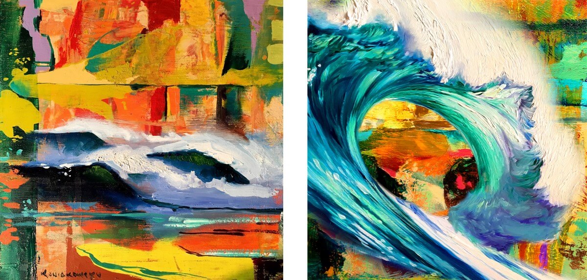 Abstract surf art paintings by Wade Koniakowsky