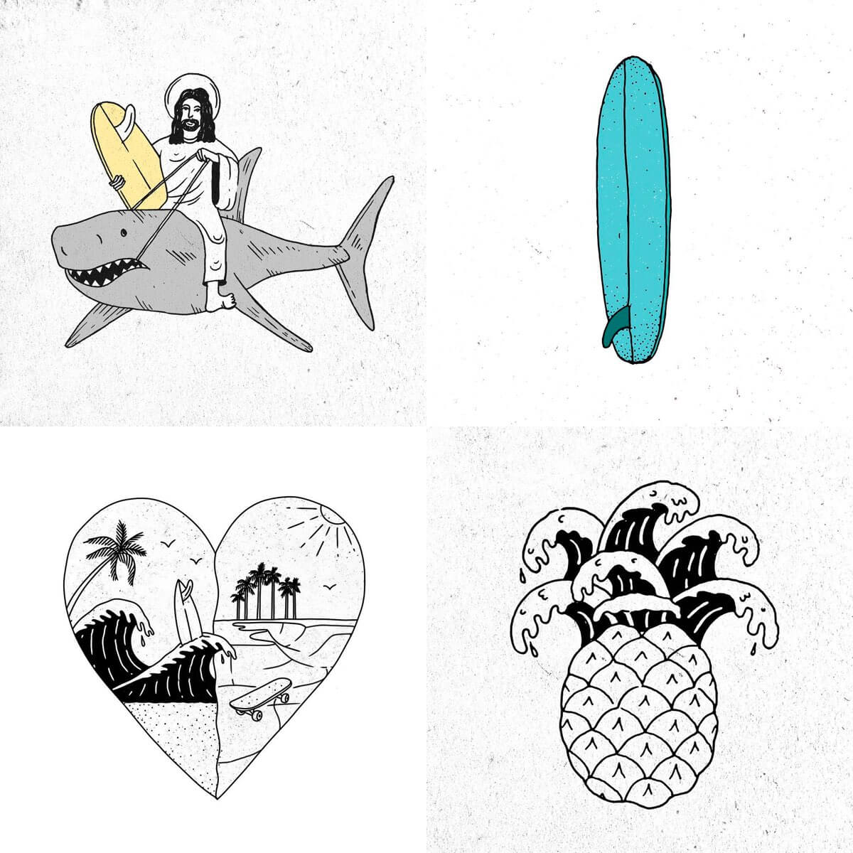 Surfing illustrations by Alina Scherbakova