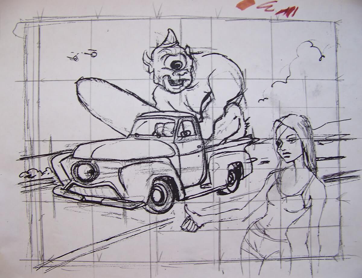 Sketch for a painting by artist, Damian Fulton
