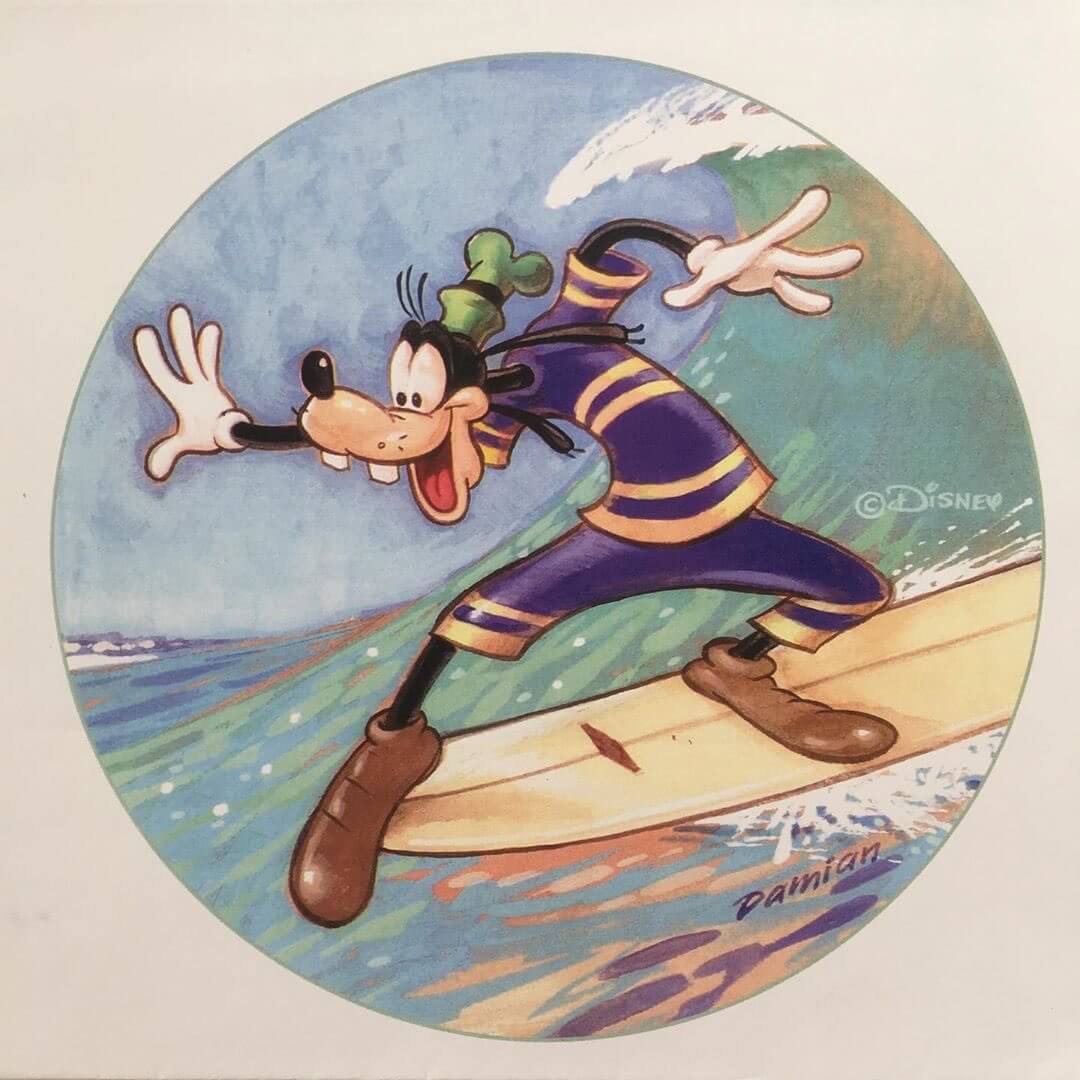 Goofy Footer (Disney surf art) by Damian Fulton