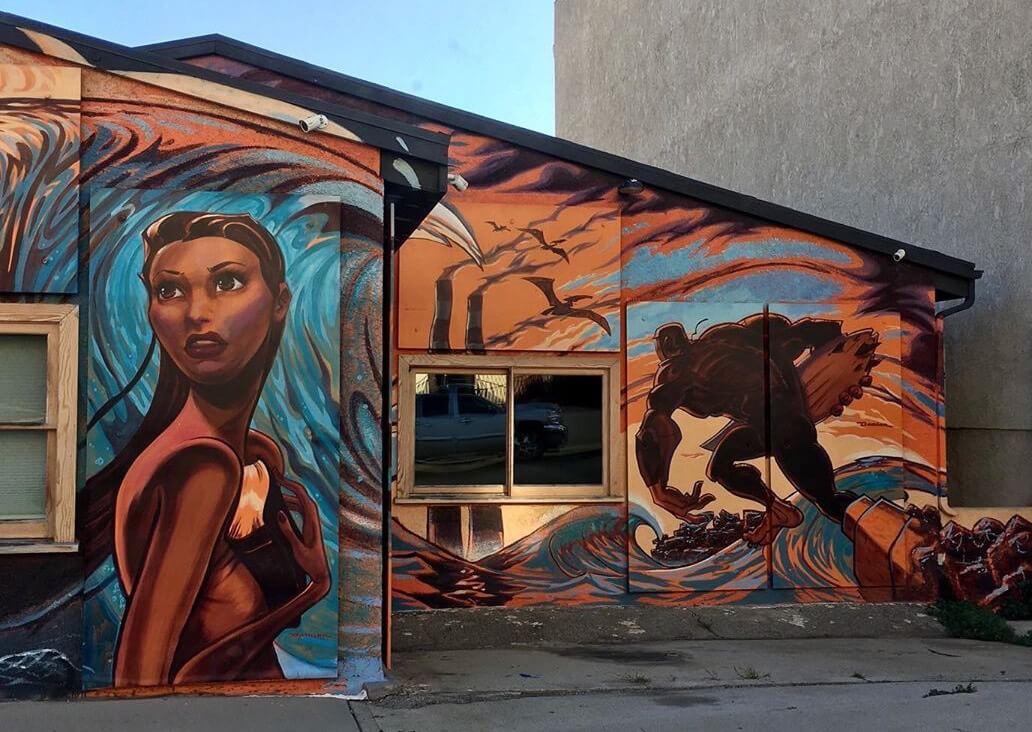 Surf art mural by Damian Fulton in El Segundo, California