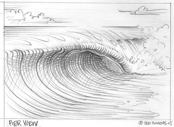 Sea waves doodle set. Ocean water wave hand drawn design element. Sketch  marine symbol, surfing linear decoration. Curly waves and spirals, foam on  crest, splash and drop cartoon vector illustration Stock Vector