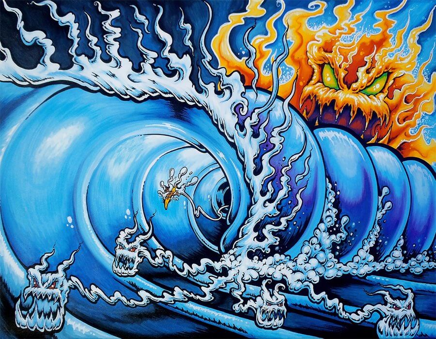'Death Tube' surf art by Drew Brophy