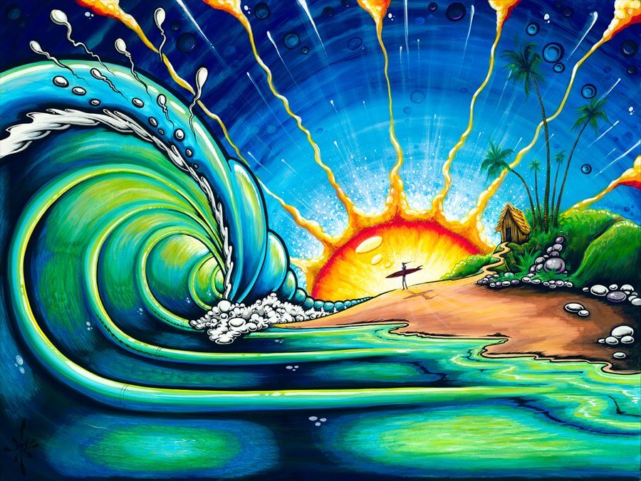 'Sunrise' surf art by Drew Brophy