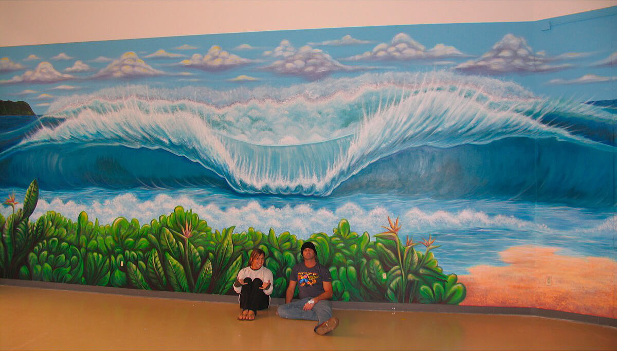 Surf art mural in San Clemente, California by Drew Brophy and Heather Ritts