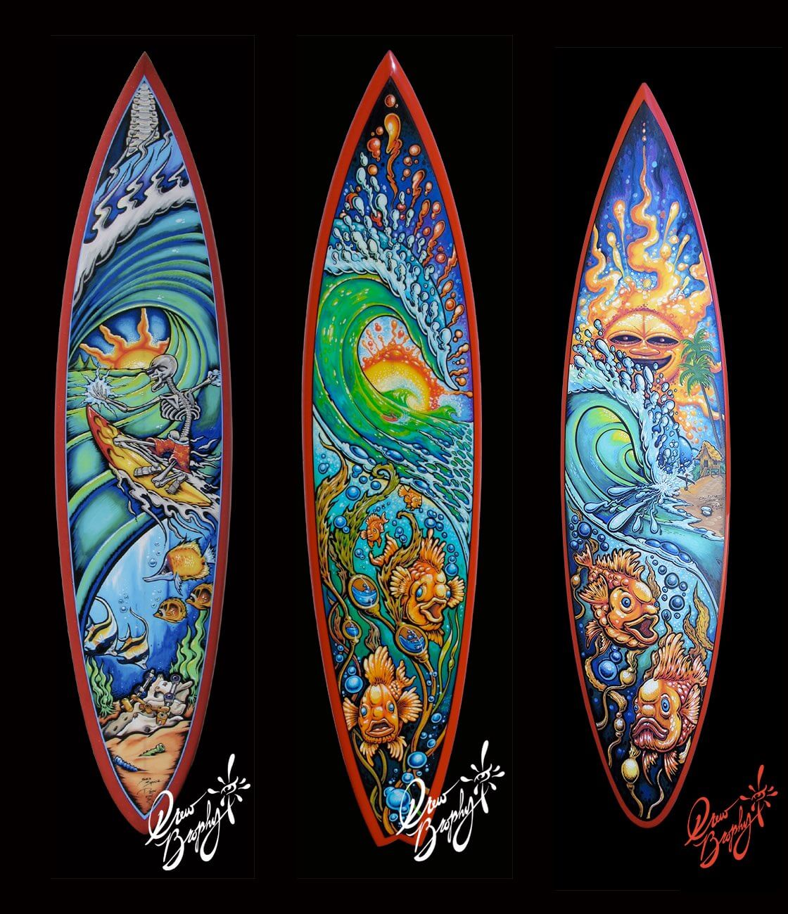 Surfboard Art Club Of The Waves   Drew Brophy Surfboard Art 1 