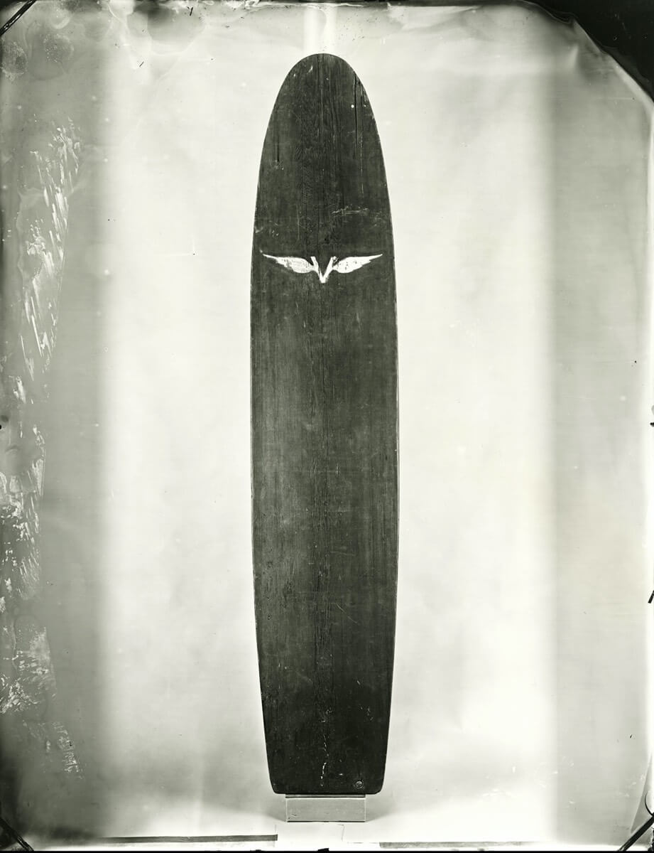 Duke Kahanamoku's Flying V surfboard. Photo by Joni Sternbach