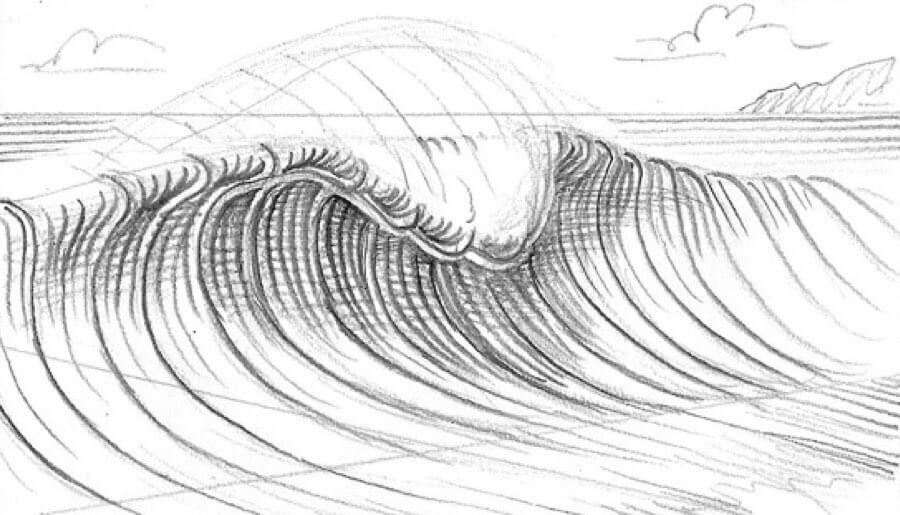 How to Draw Waves - A Realistic Ocean Wave Sketch in Pencil