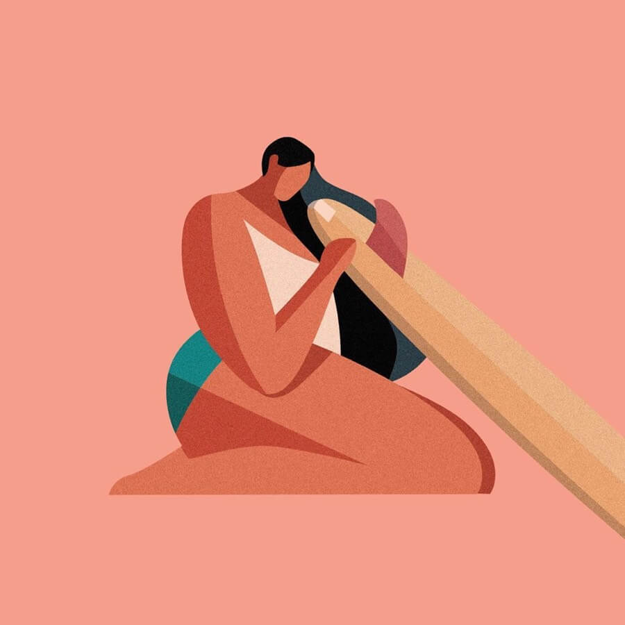 Surfer girl with surfboard