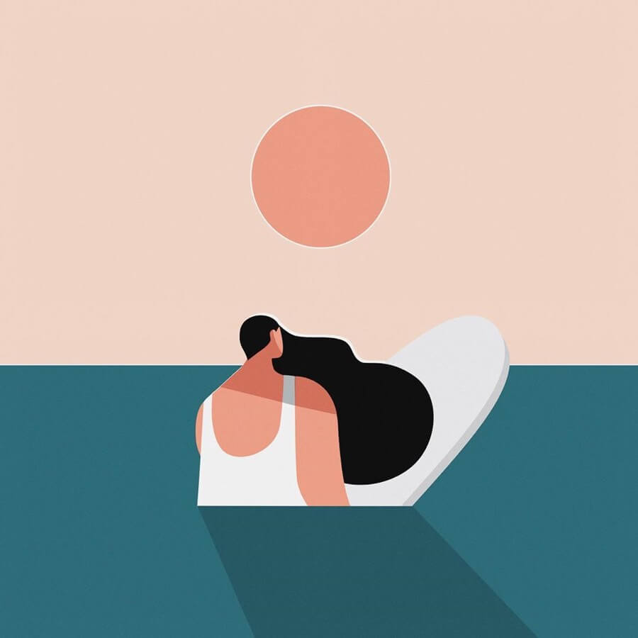 Surfer waiting for waves