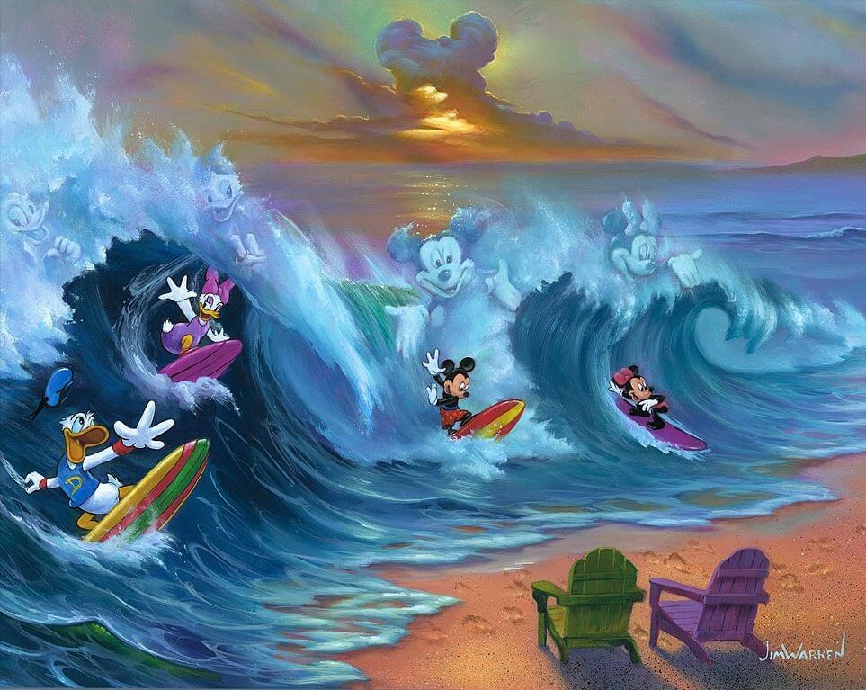 Surfing With Friends (Disney surf art) by Jim Warren