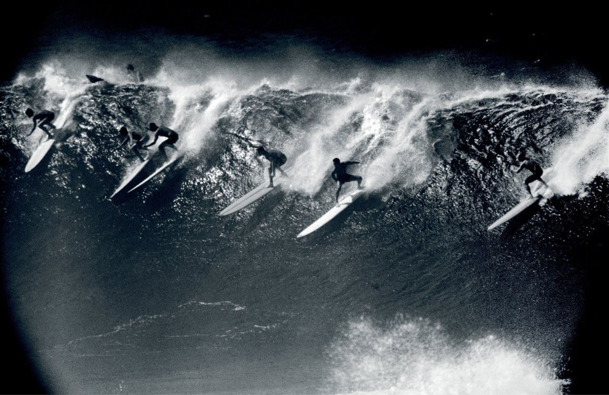 Photo of big wave surfers in the 1960s by John Severson