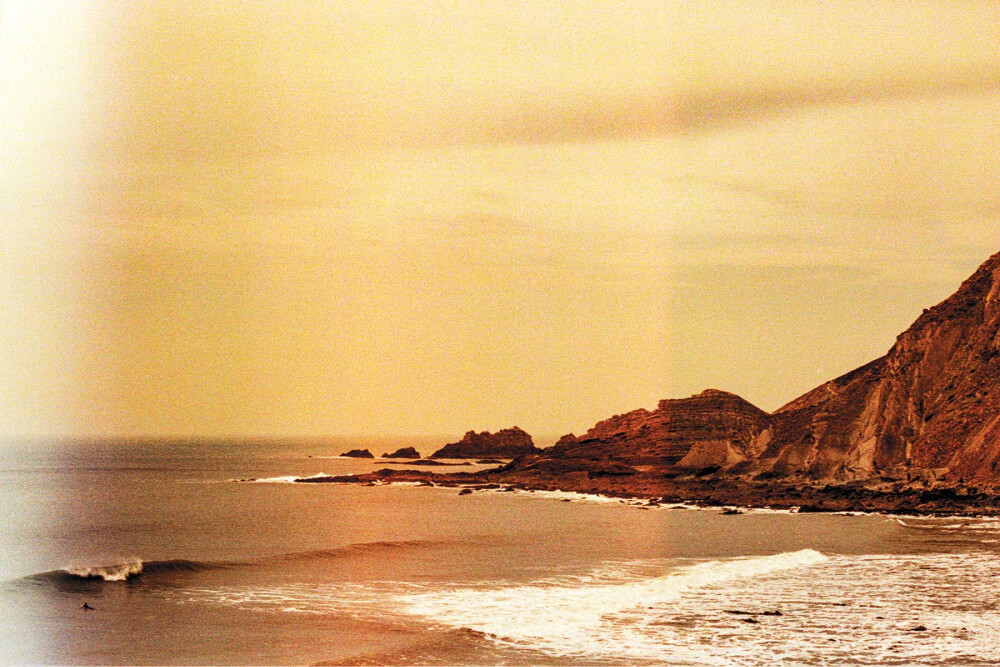 Yellow-tinted oceanfront photo
