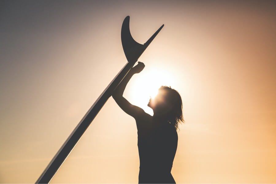 Silhouette of a surfer