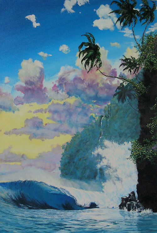 Island wave and mountain