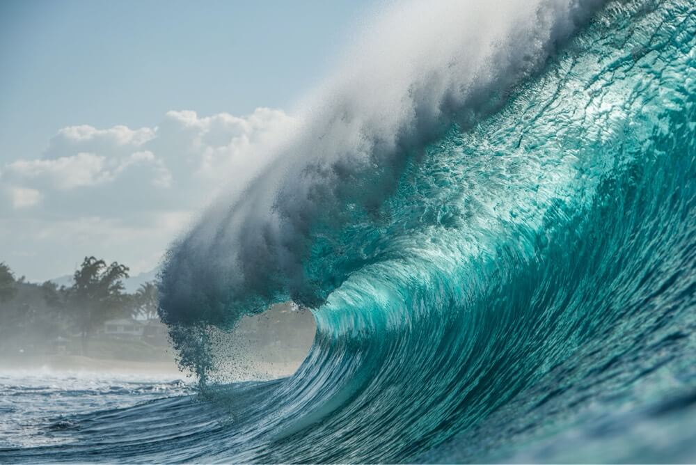 Perfect wave in Oahu, Hawaii