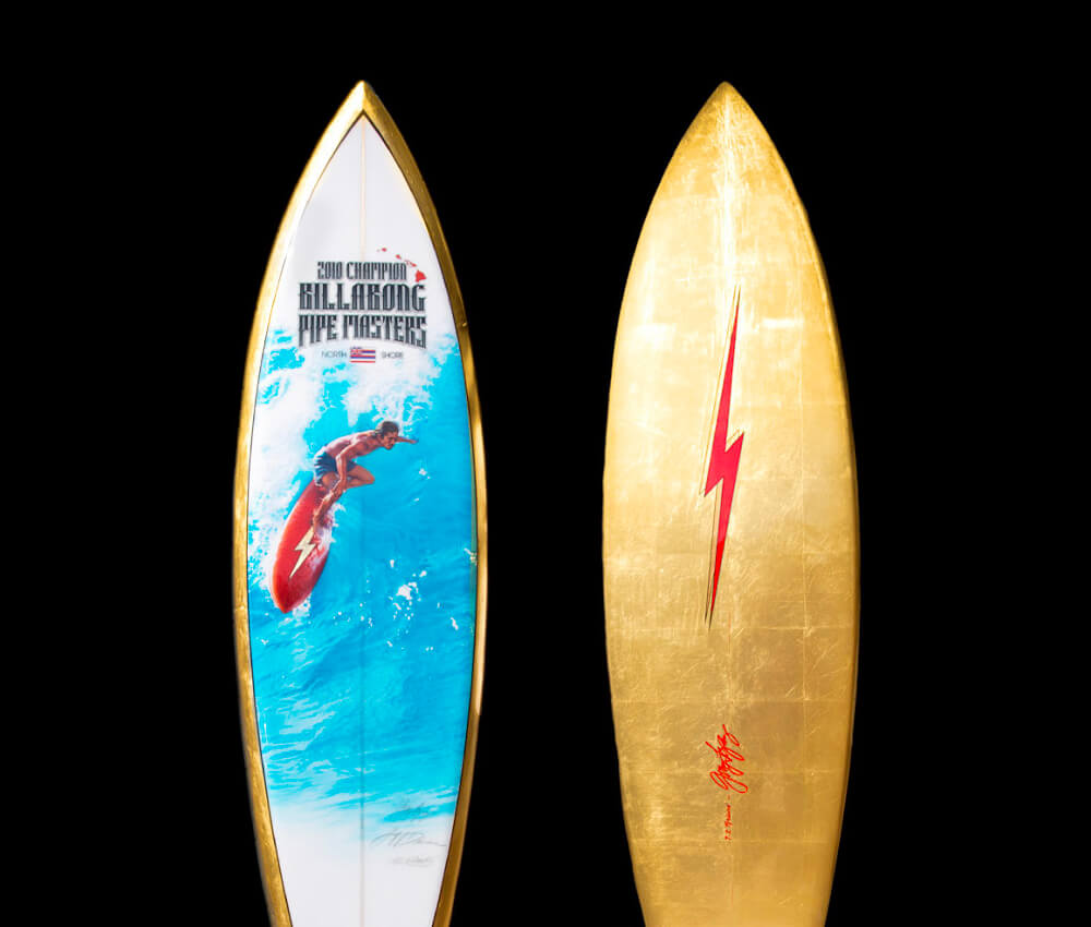 2010 Pipe Masters trophy surfboard by Phil Roberts