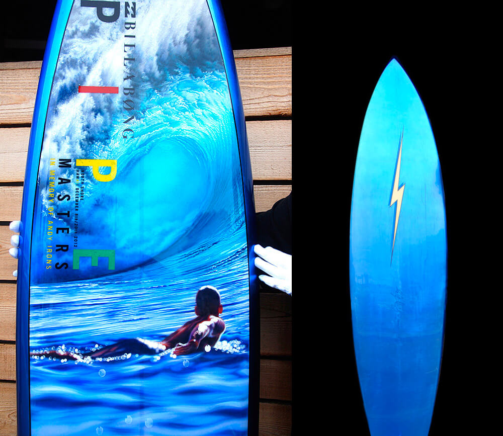 2012 Pipe Masters trophy surfboard by Phil Roberts