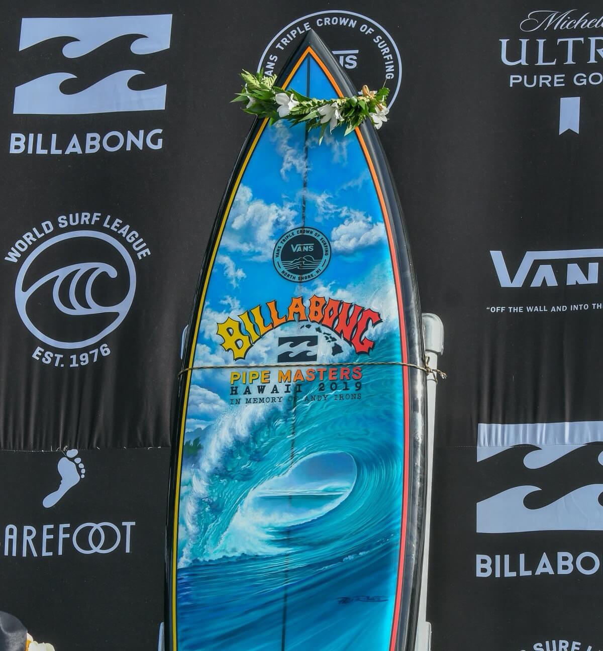 2019 Pipe Masters trophy surfboard by Phil Roberts and Gerry Lopez
