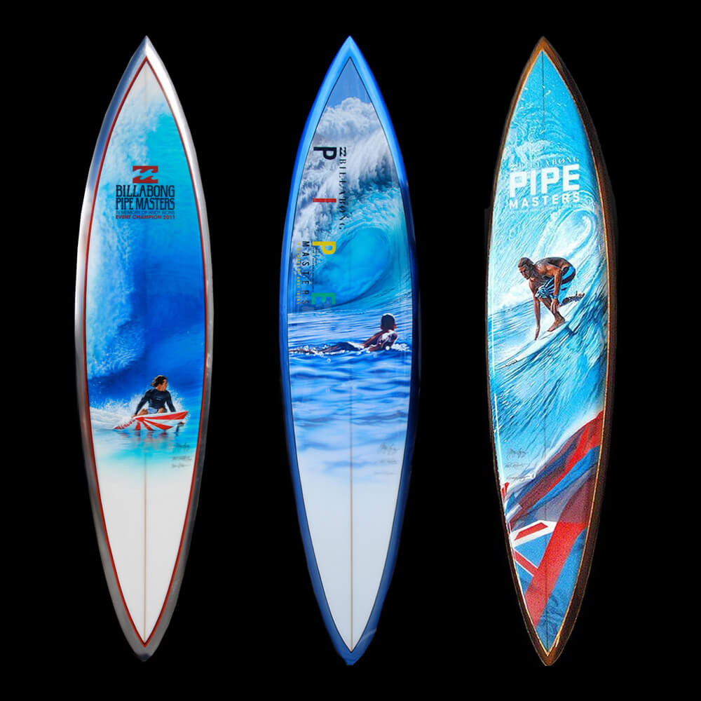 Pipe Masters trophy surfboards in memory of Andy Irons