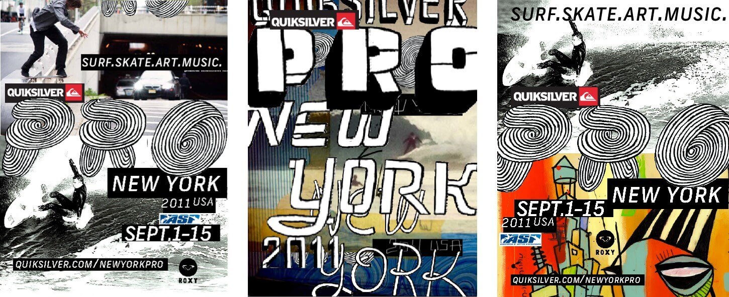 Quiksilver Pro New York 2011 poster design explorations by David Carson