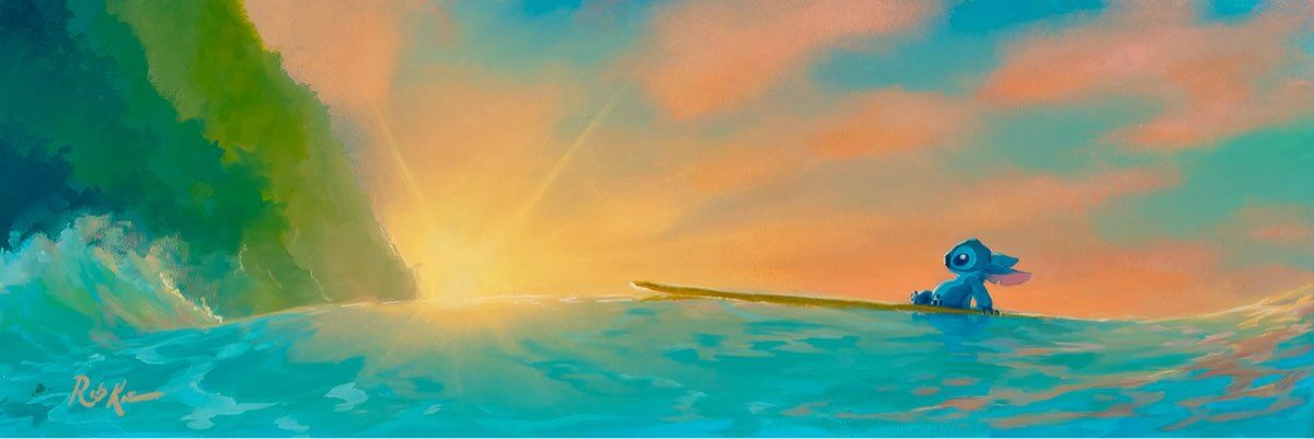 Go With The Flow (Disney Stitch surf art) by Rob Kaz