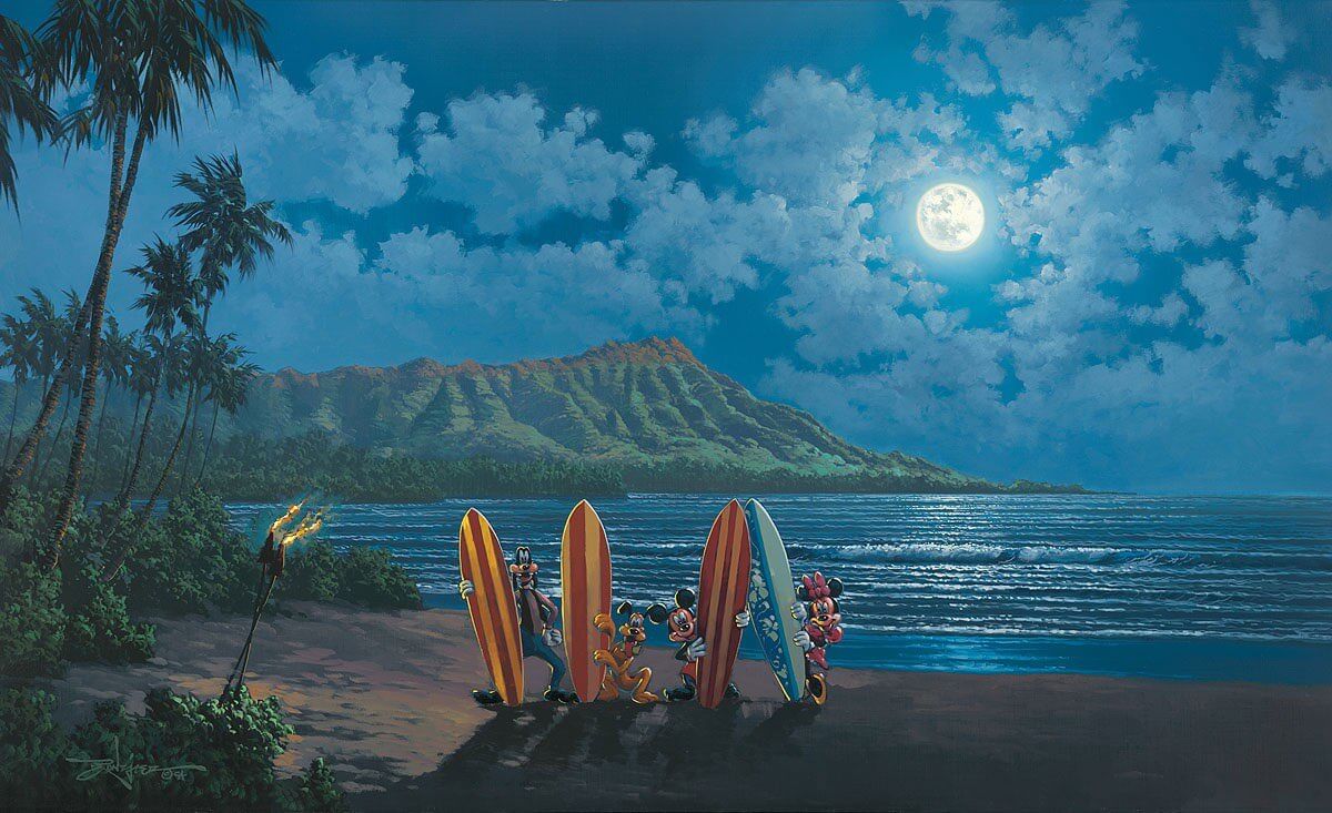 Moonlight Surf Crew (Disney surf art) by Rodel Gonzalez