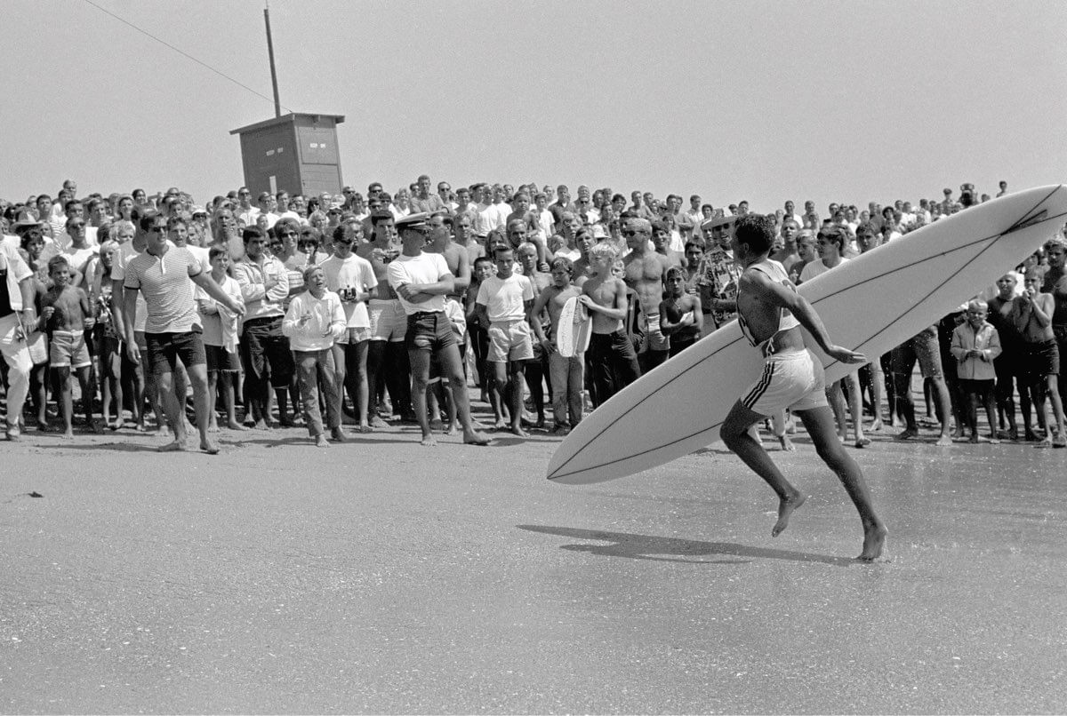 Surfer at a 1960s Californian surf competition