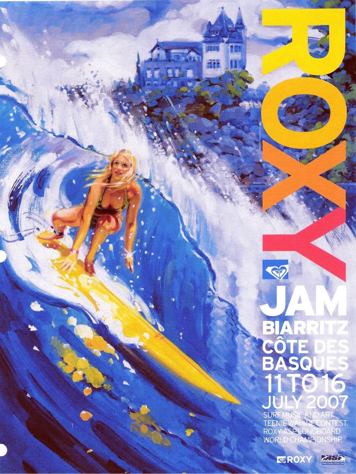 Roxy Jam Biarritz poster (2007) featuring surf art by Ron Croci