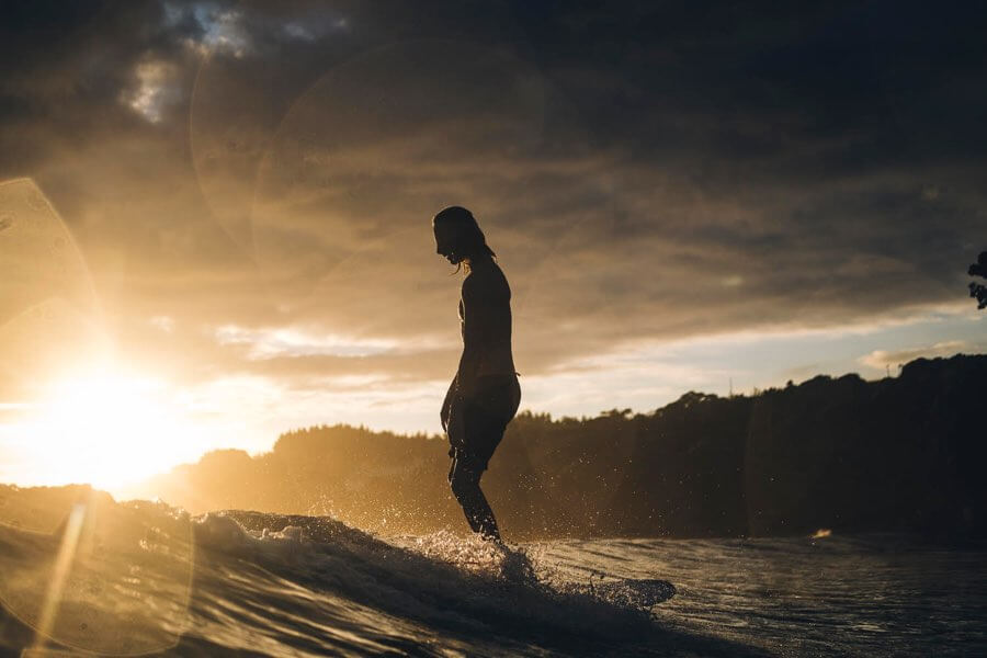 Surfer at sunset