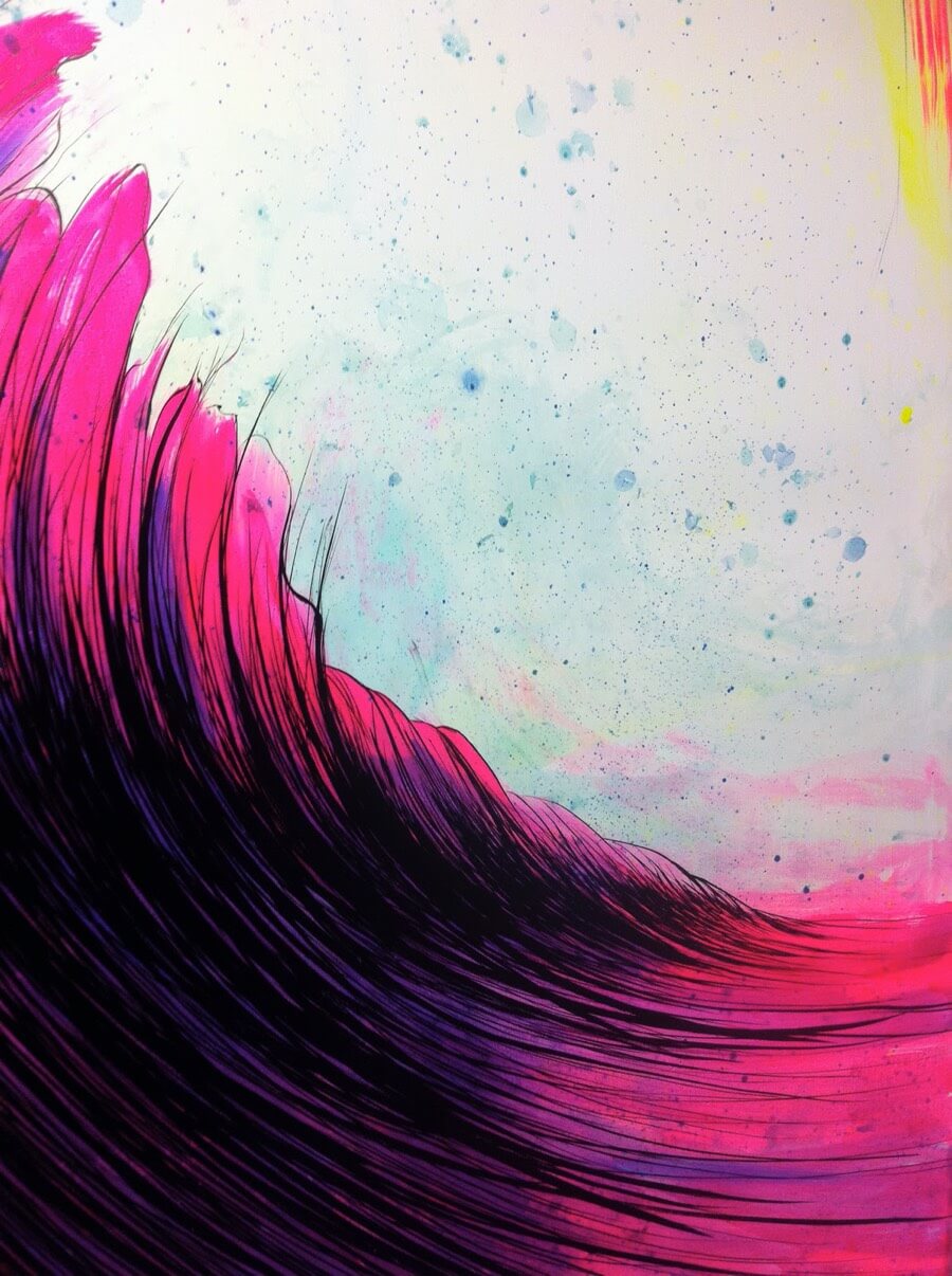 Ink and painted abstract wave