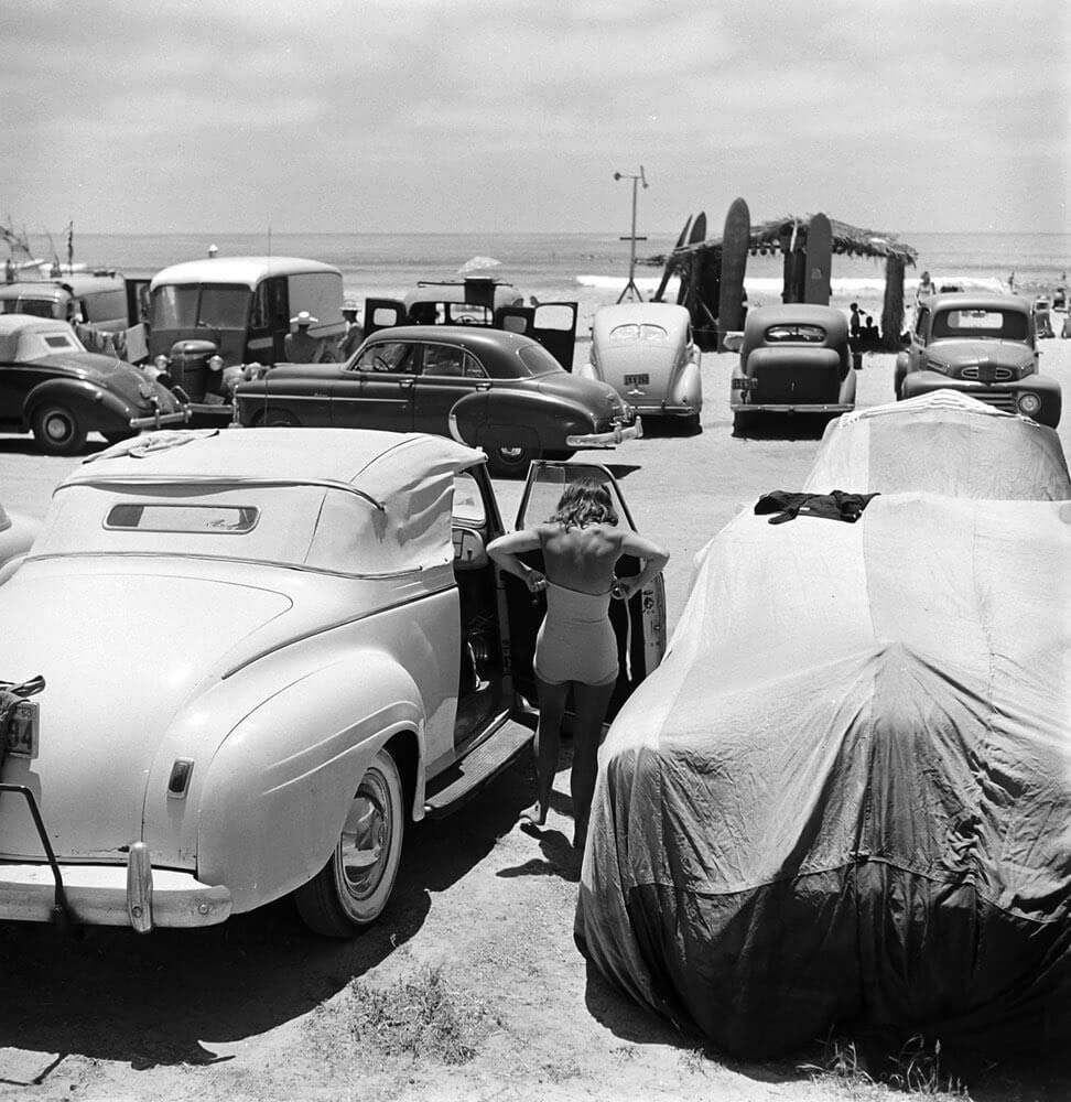 Surf culture in San Onofre, California, 1950