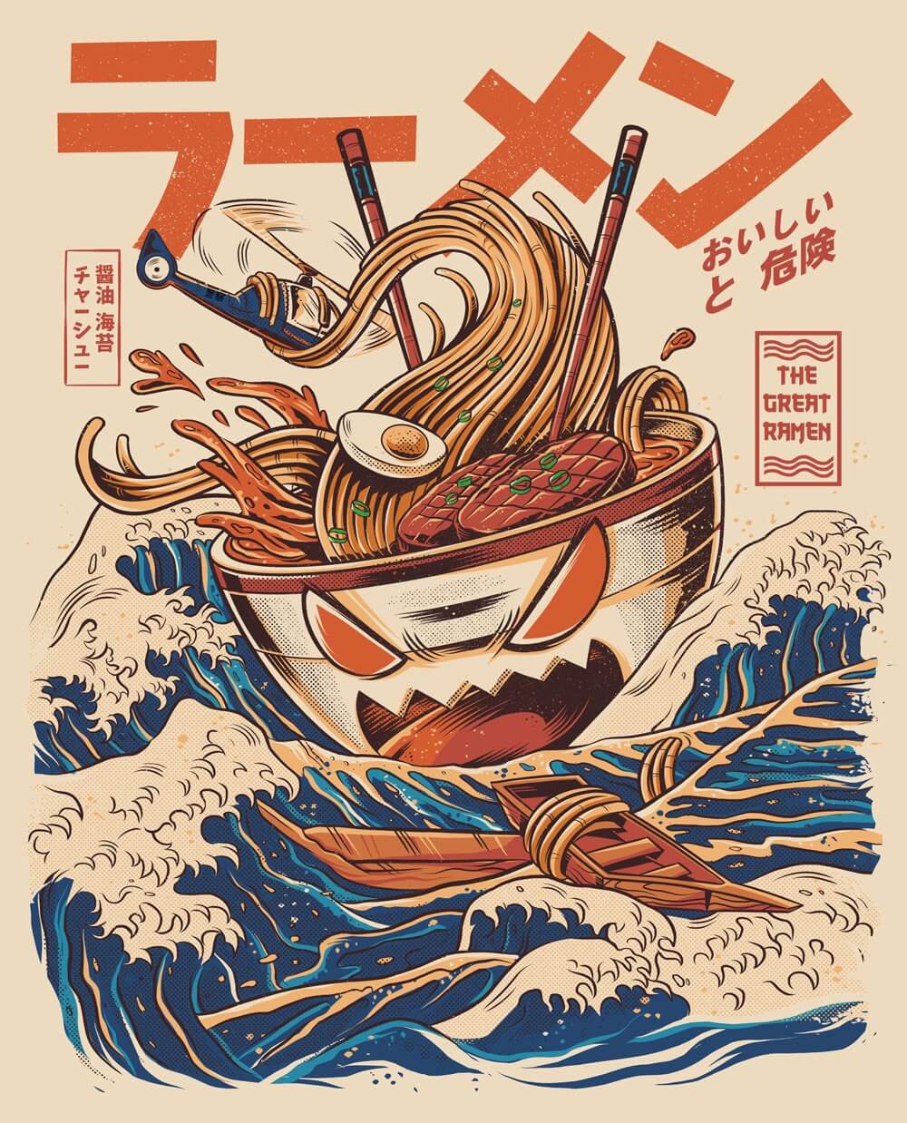 The Great Ramen off Kanagawa, inspired by The Great Wave off Kanagawa