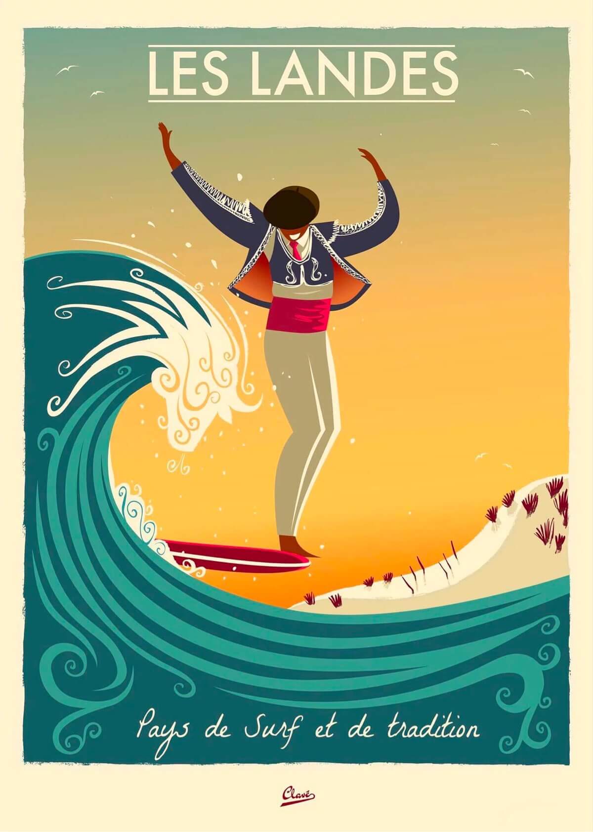 The Retractor surf illustration by Damien Clavé