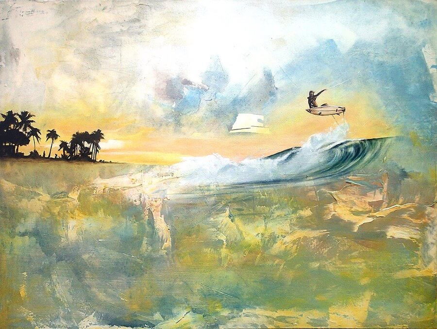 Painting of a surfer