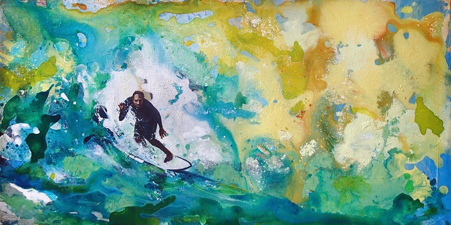 Abstract surfer in the barrel